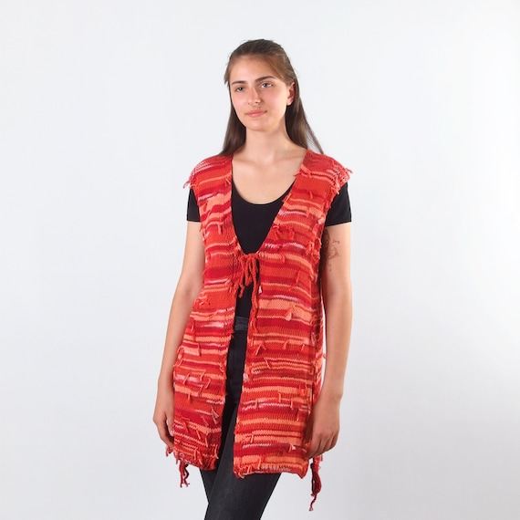 Red sleeveless cardigan clearance