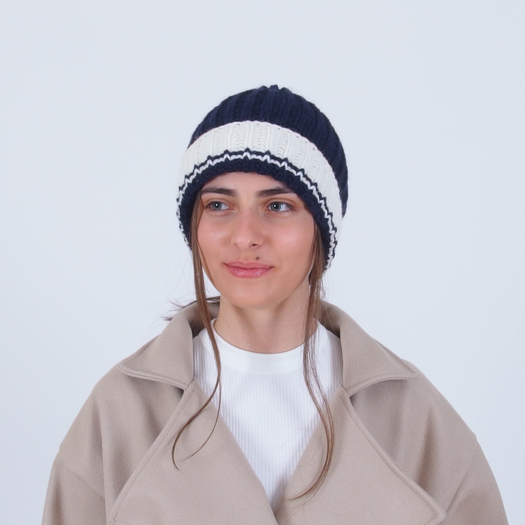 Hand Knit Luxury Alpaca and Merino Wool Fur Beanie Winter Hat Antler Toque Alpaca Beanie – Living Water Fibers and Alpacas main image 3