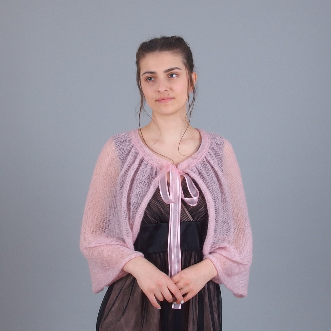 Mohair Knit Self-tie Crop Bolero W/studs