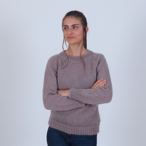 Hand Knit Mohair Sweater Casual Women's 