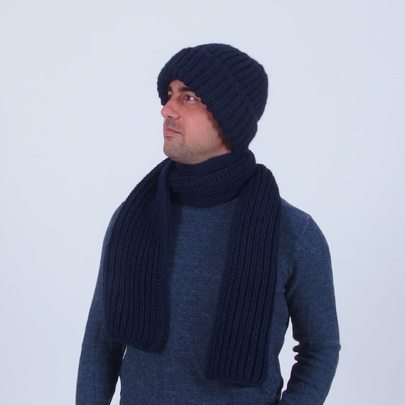 Men's Winter Hat Scarf Set Thick Chunky Hand Knit Winter - Etsy