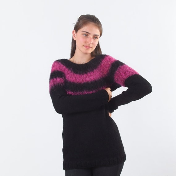 Fuzzy Mohair Winter Sweater for Women 100 Hand Knit Wool Jumper