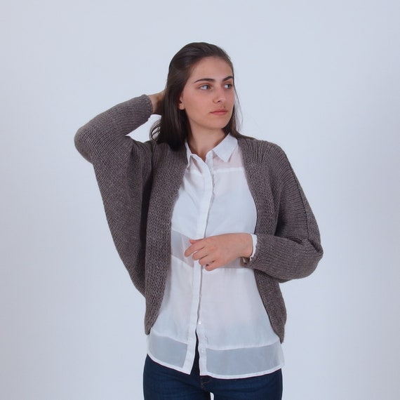 Hand Knit Alpaca Shrug Batwing Sleeve 