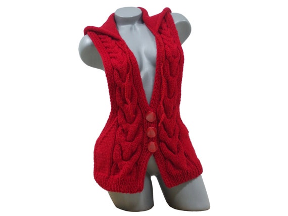 red cable knit cardigan womens