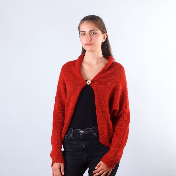 Cárdigan de rojo para mujer Suéter de cárdigan - Etsy México