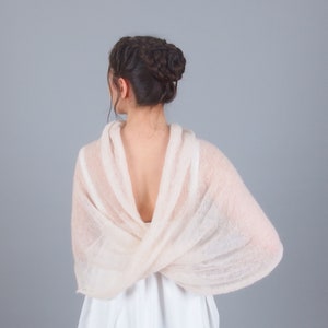 Wrap de châle de mariage torsadé, cape de mariée en mohair, capelet infini pour la mariée, couverture de mariage pure plus taille, pull blanc ivoire crème image 6