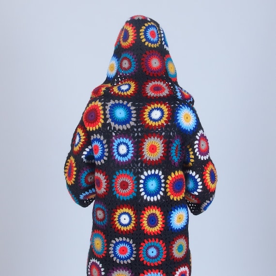 Hooded patchwork sweater sale