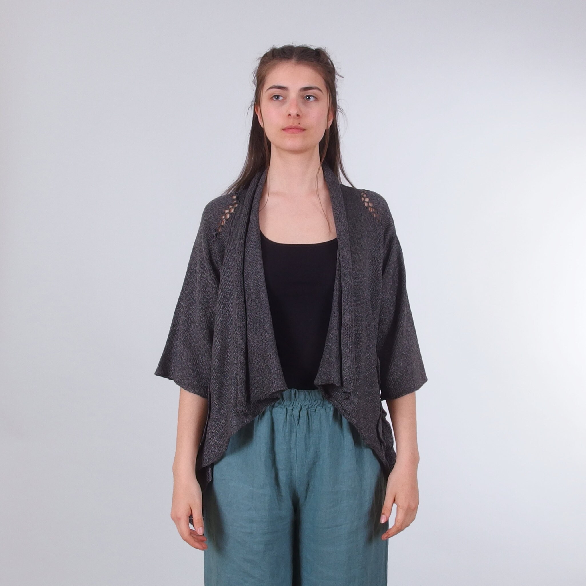 Hara Long Cardigan Wrap Charcoal