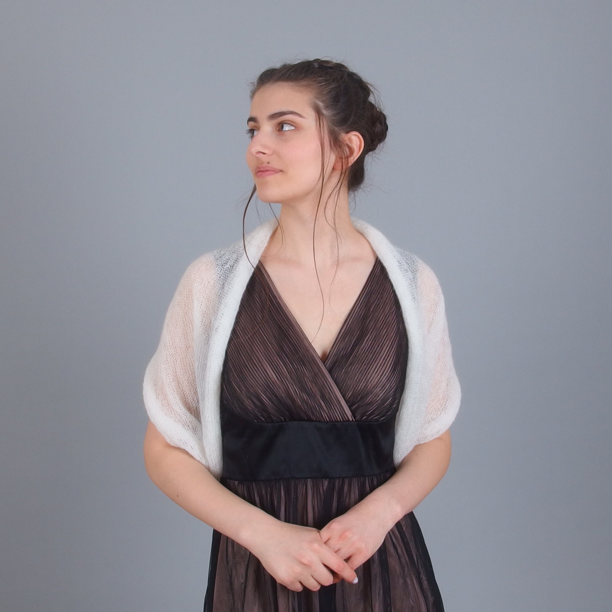 Sheer Mohair Bolero Shrug, Short Bridal Open Front Cardigan