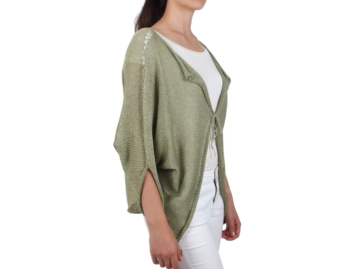 Green Women's Cardigan Tie Front Cardigan Open Sweater - Etsy