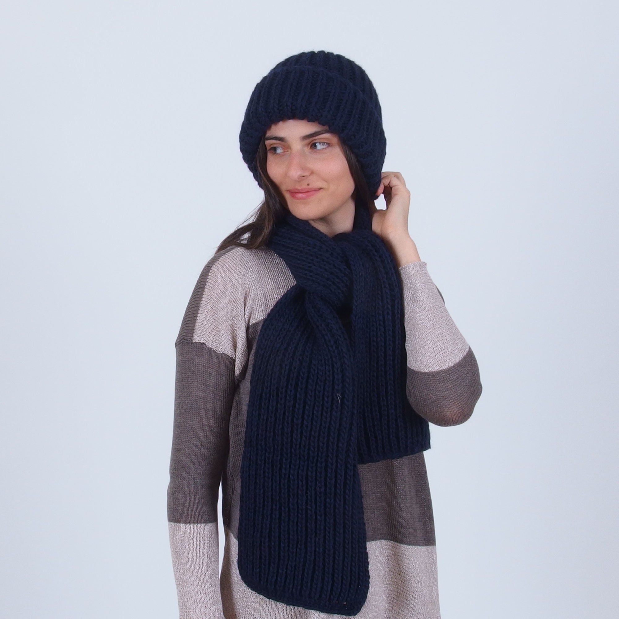 Aisaving Femmes Tricoté Chapeau Écharpe Ensemble Hiver Chaud Épaiss