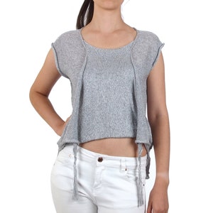 FOXGLOVE sleeveless shift top with half moon pockets; cotton