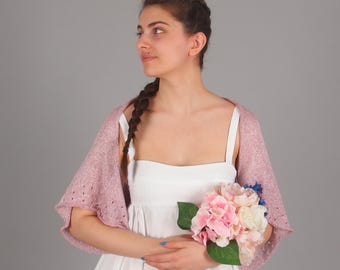 Wedding Knit Bolero Shrug - Lightweight Bridal Cover-Up for Brides and Bridesmaids - Sheer Summer Batwing Bolero with Decorative Holes