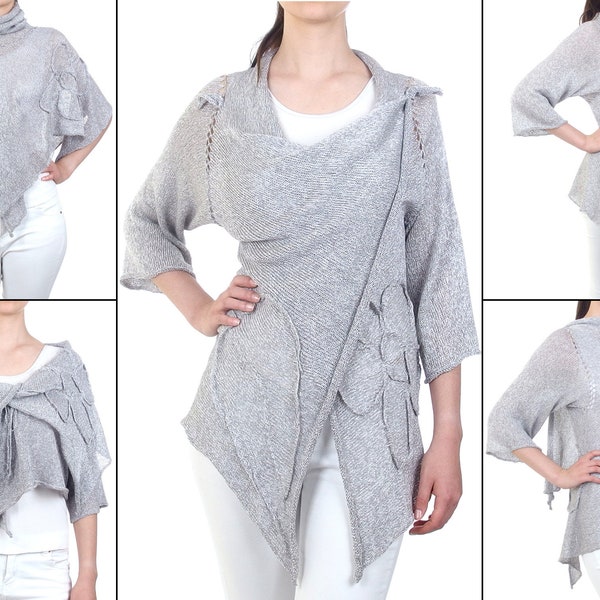 Tie Front Cardigan - Grey
