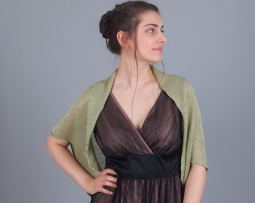 sweater shrugs for dresses Short Story Shrug - Tile Green - XL Women's Ballerina Shrug Sweater -