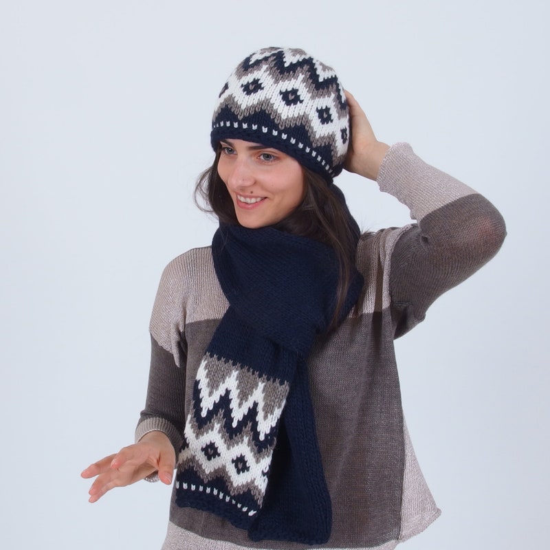 Knitted Scarfs and Hat Etsy