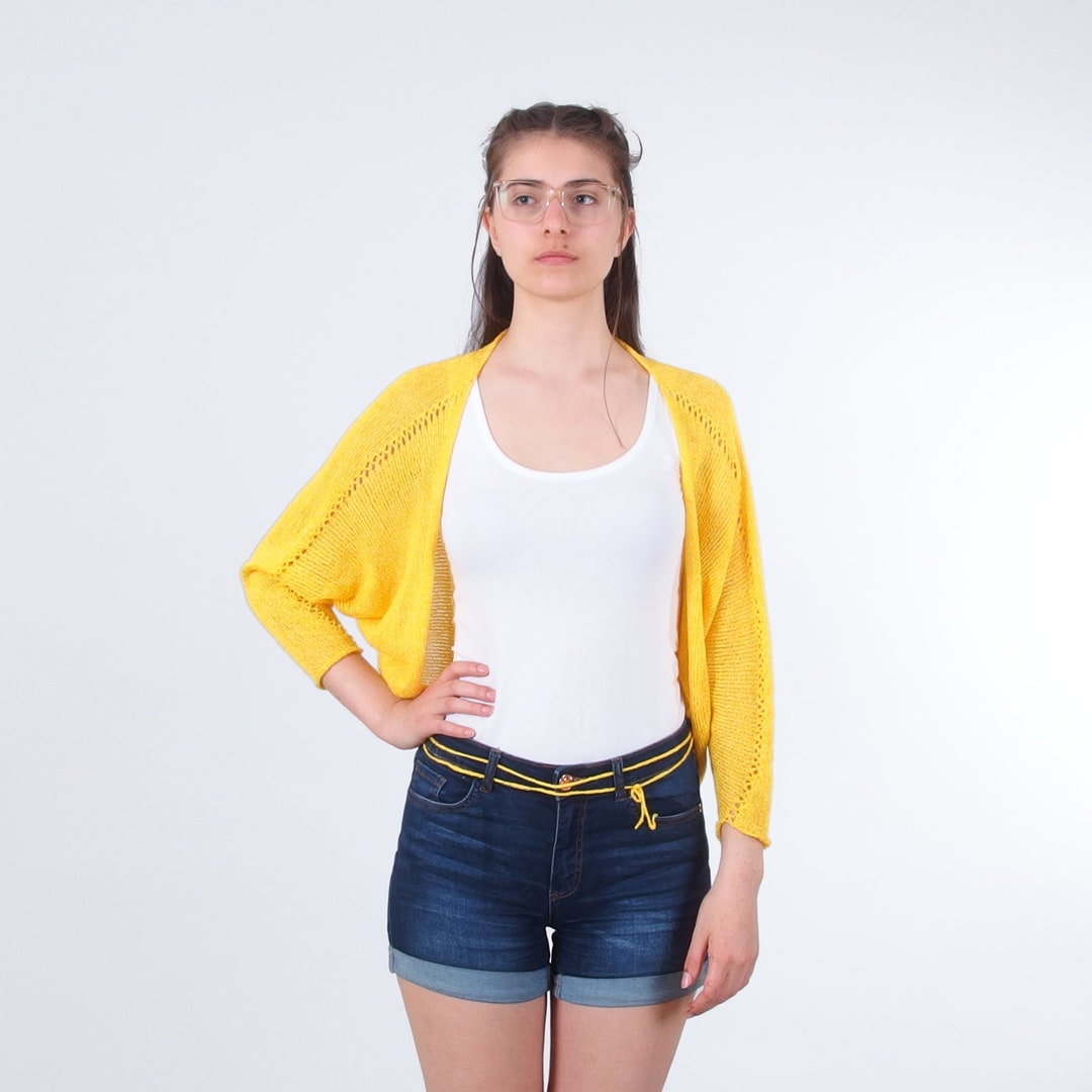 Dolman Sleeve Bolero, Knit Summer Cotton Shrug Sweater, Open Front