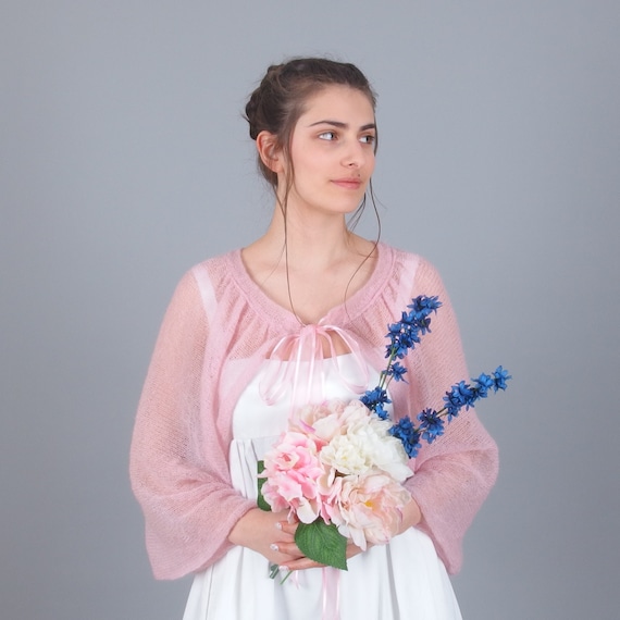 Elegant Sheer Ribbons Pink Fluffy Sweater Elegant Sheer Ribbons Pink Fluffy Sweater