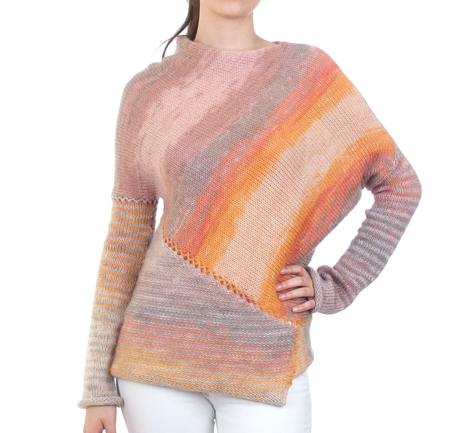 Multicolor Asymmetrical Striped Jumper 