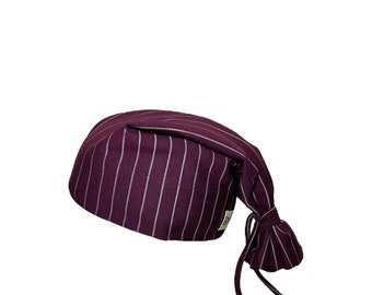 Plum/White Pinstripes Tie Beanie