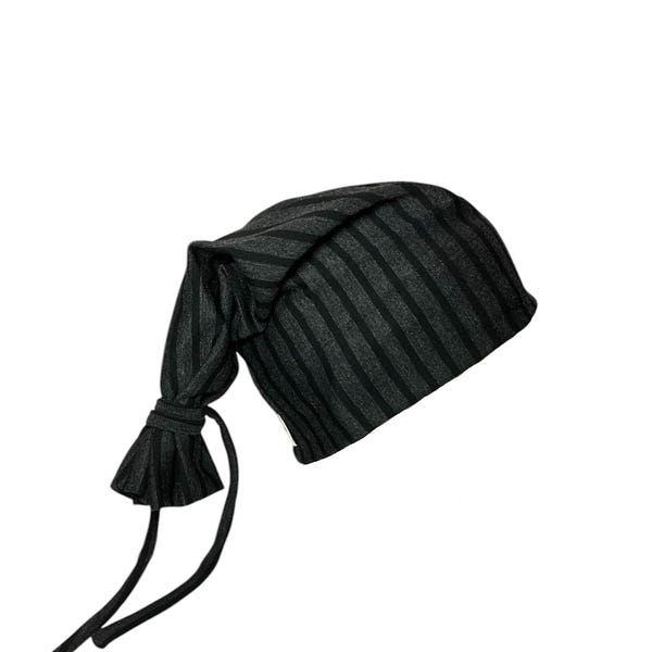 Charcoal/Black Vertical Stripes Tie Beanie