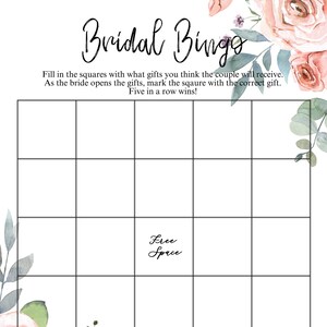 Rosa, Rosen, hübsch, anpassbare Brautparty Bingo Kartenvorlage, Corjil Instant Download, printable