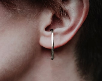 Boucles d'oreilles pour oreilles non percées - Aucun perçage requis - Fabriqué à la main à partir d'argent sterling argenté - Compatible avec les breloques ou les cache-oreilles