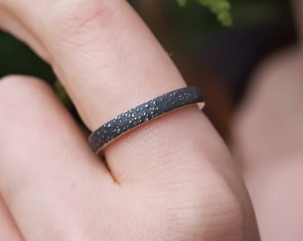 Stardust Dark Night Sky Ring -  Can be personalized with engraving - Crafted from 935 Sterling Silver - Skolland Jewelry