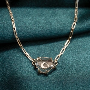 Sterling Silver Moon & Star Quartz Necklace - Celestial Jewelry
