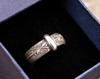 Leaves on the Ridge Ring-Outlander Inspired Band With Leaves and Vines-925 Sterling Silver