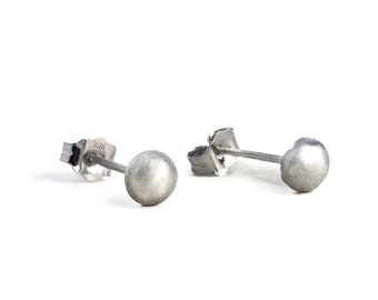 Ball Stud Earrings - 935 Sterling Silver Smooth Post Earrings- Your choice of Finish - Skolland Jewelry