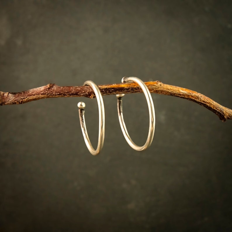 Sterling Silver earcuffs for non-pierced ears, these hoops can be worn on the inside of the ear to simulate the look of earrings