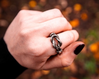 Dagda Love Knot Ring-Edgy Promise ring for Him or Her-935 Argentium Sterling Silver