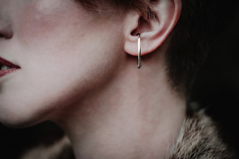 Handmade round ear cuffs for non-pieced ears. Made from Argentium sterling silver.