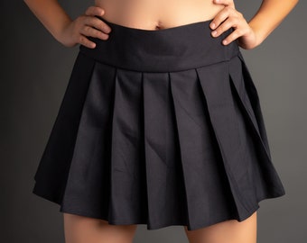 REGULAR MINI Skirt Plaid Pleated (SolidBlack)