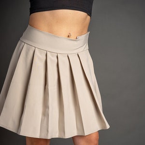 LONG SKIRT Pleated Plaid (Beige)