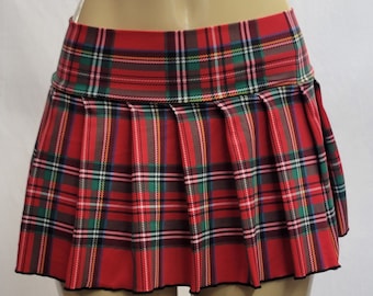 MICRO MINI Spandex Skirt Plaid Pleated (redspandex) - Etsy