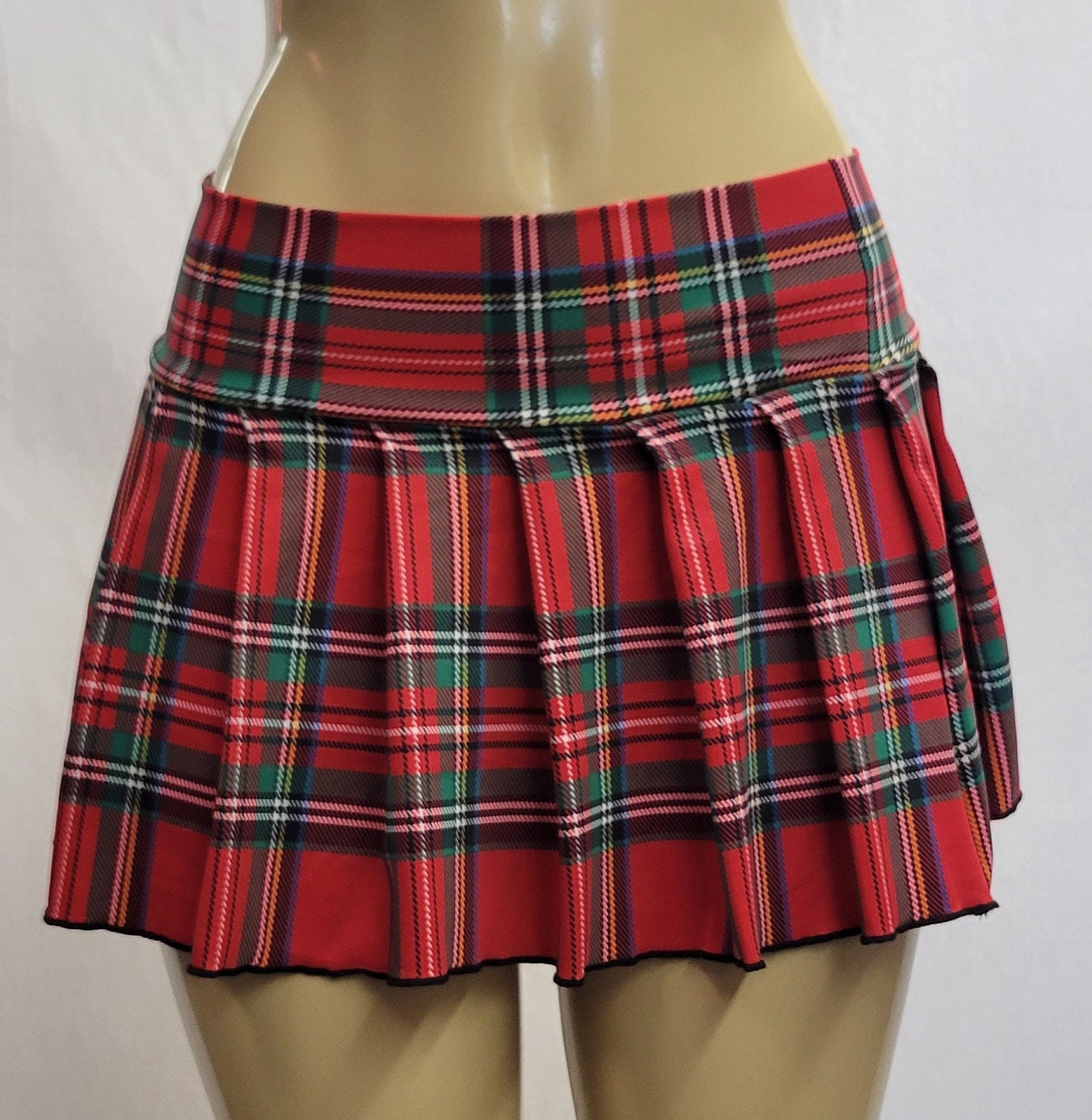 MICRO MINI Spandex Skirt Plaid Pleated (redspandex) - Etsy