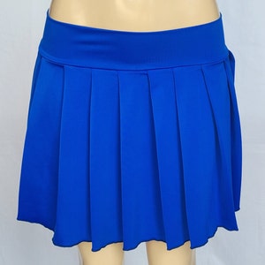 REGULAR MINI Spandex Skirt Plaid Pleated (Azure)