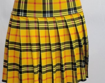 REGULAR MINI Spandex Skirt Plaid Pleated (Honey)