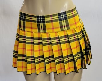 MICRO MINI Spandex Skirt Plaid Pleated (Honey)