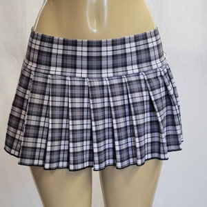 MICRO MINI Spandex Skirt Plaid Pleated (Graymatter)
