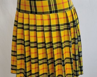 REGULAR MINI Spandex Skirt Plaid Pleated (Honey)