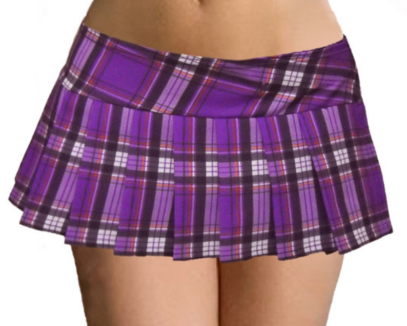 Micro Mini Skirt Plaid Pleated Purple Etsy