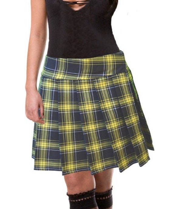 Light Gray Plus Size Schoolgirl Tartan Plaid Pleated Skirt Gawler Plus Long