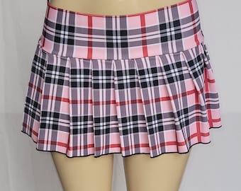 MICRO MINI Spandex Skirt Plaid Pleated (strawberry) - Etsy