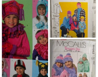 reduced! Choose a Hat Accessory pattern 4984 - Child's Adults Hats Dog coat McCalls sewing Pattern #4984, 4983, 4982 Jackets Scarves Mittens