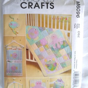 Under Sea theme Baby Nursery Accessory McCall #6096 Quilt, Blanket, Organizer, Bag, Pacifier clip, Mobile fish octopus turtle