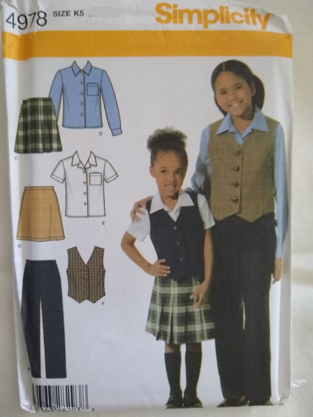 Girl's School Uniform Pattern 4978 Simplicity Sz 36 Sewing Pattern