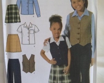 Girl's school Uniform pattern #4978 Simplicity sz 3-6 sewing Pattern, Blouse Shirt pleated or A-line Skirt Vest Pants